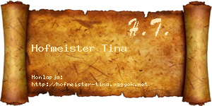 Hofmeister Tina névjegykártya